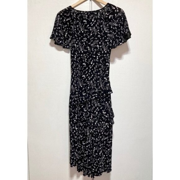 Joie Orita Ruffle Printed Dress in Caviar Black Floral, Size 6 - Picture 11 of 16